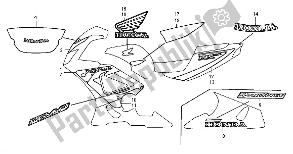 Tutte le parti per il Striscia E Segna del Honda CBR 900 RR 2000