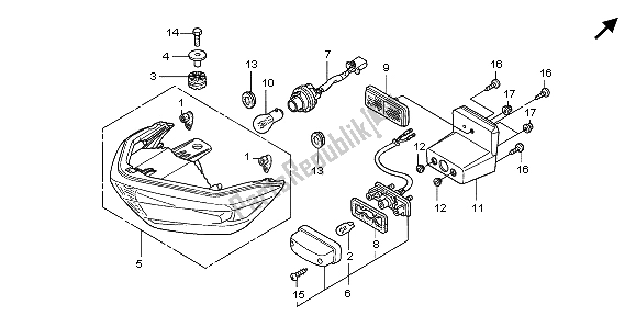 All parts for the Taillight of the Honda CBR 125 RW 2007