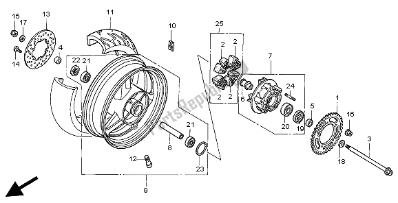 Toutes les pièces pour le Roue Arrière du Honda CBR 1100 XX 1998