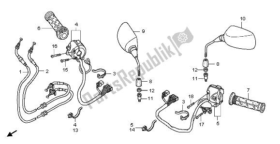 All parts for the Switch & Cable & Mirror of the Honda NSS 250A 2009