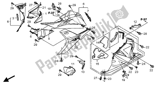 All parts for the Lower Cowl (l.) of the Honda CBR 600 RR 2011
