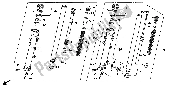 Tutte le parti per il Forcella Anteriore del Honda XL 1000 VA 2011