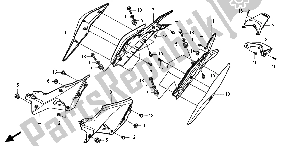 Toutes les pièces pour le Couvercle Latéral du Honda CBR 125R 2012