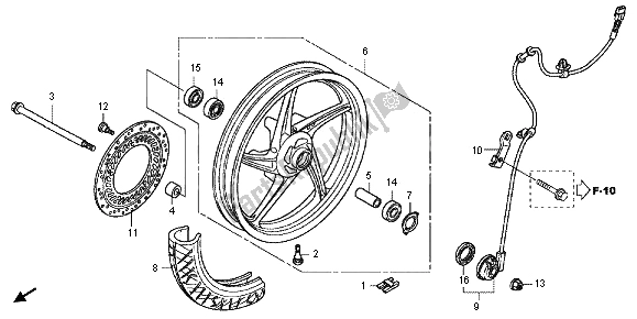 Alle onderdelen voor de Voorwiel van de Honda CBR 125 RT 2012