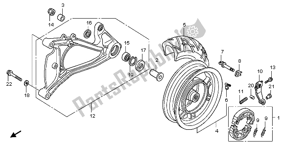 All parts for the Rear Wheel & Swing Arm of the Honda PES 125 2009