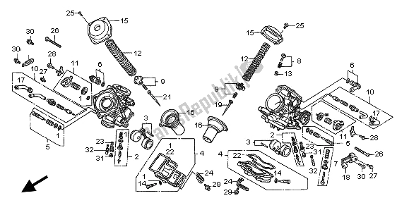 Toutes les pièces pour le Carburateur (composants) du Honda XL 650V Transalp 2002