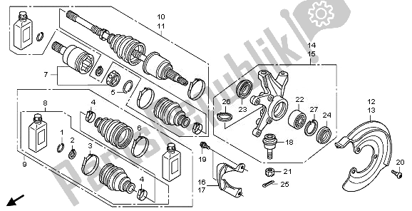 All parts for the Front Knuckle & Front Drive Shaft of the Honda TRX 420 FA Fourtrax Rancher AT 2011