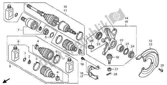 All parts for the Front Knuckle & Front Drive Shaft of the Honda TRX 420 FA Fourtrax Rancher AT 2011