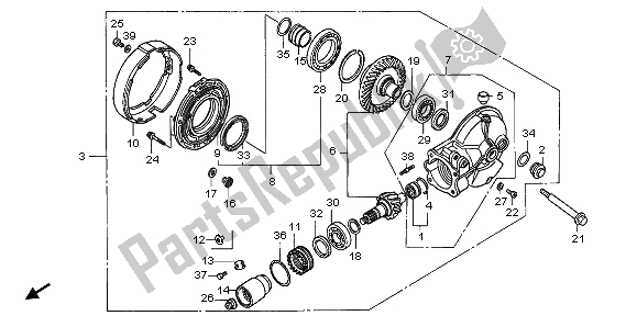 All parts for the Final Driven Gear of the Honda NT 700V 2009