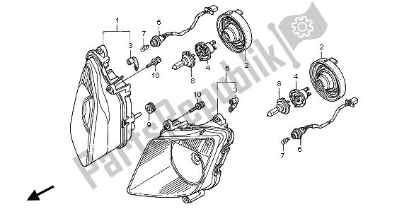 Alle onderdelen voor de Koplamp (eu) van de Honda VTR 1000 SP 2006