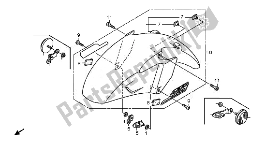 Toutes les pièces pour le Garde-boue Avant du Honda ST 1300 2008