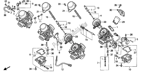 All parts for the Carburetor (component Parts) of the Honda CBR 900 RR 1992