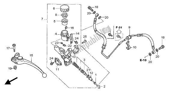 All parts for the Clutch Master Cylinder of the Honda CBR 1000 RR 2004