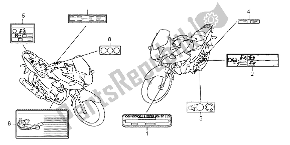 Alle onderdelen voor de Waarschuwingsetiket van de Honda CBF 125M 2013