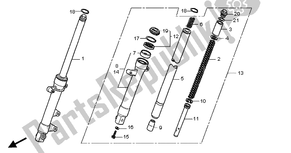 Todas as partes de Garfo Dianteiro do Honda CBR 125 RW 2005