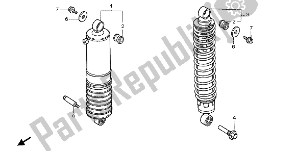 All parts for the Rear Cushion of the Honda GL 1500 SE 1995