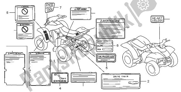 All parts for the Caution Label of the Honda TRX 300 EX Fourtrax 2005