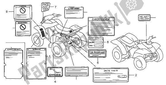 Tutte le parti per il Etichetta Di Avvertenza del Honda TRX 300 EX Fourtrax 2005