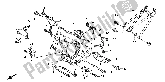All parts for the Frame Body of the Honda CRF 250R 2012