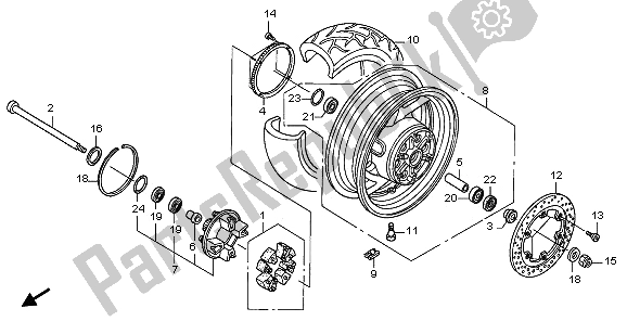 All parts for the Rear Wheel of the Honda ST 1300A 2009