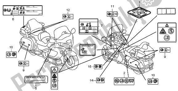 Wszystkie części do Etykieta Ostrzegawcza Honda GL 1800 2010