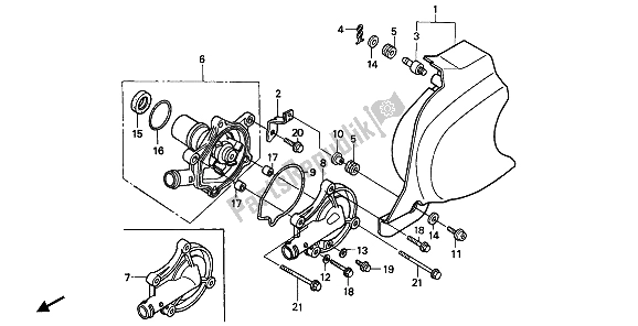 Alle onderdelen voor de Waterpomp van de Honda VT 600 1992