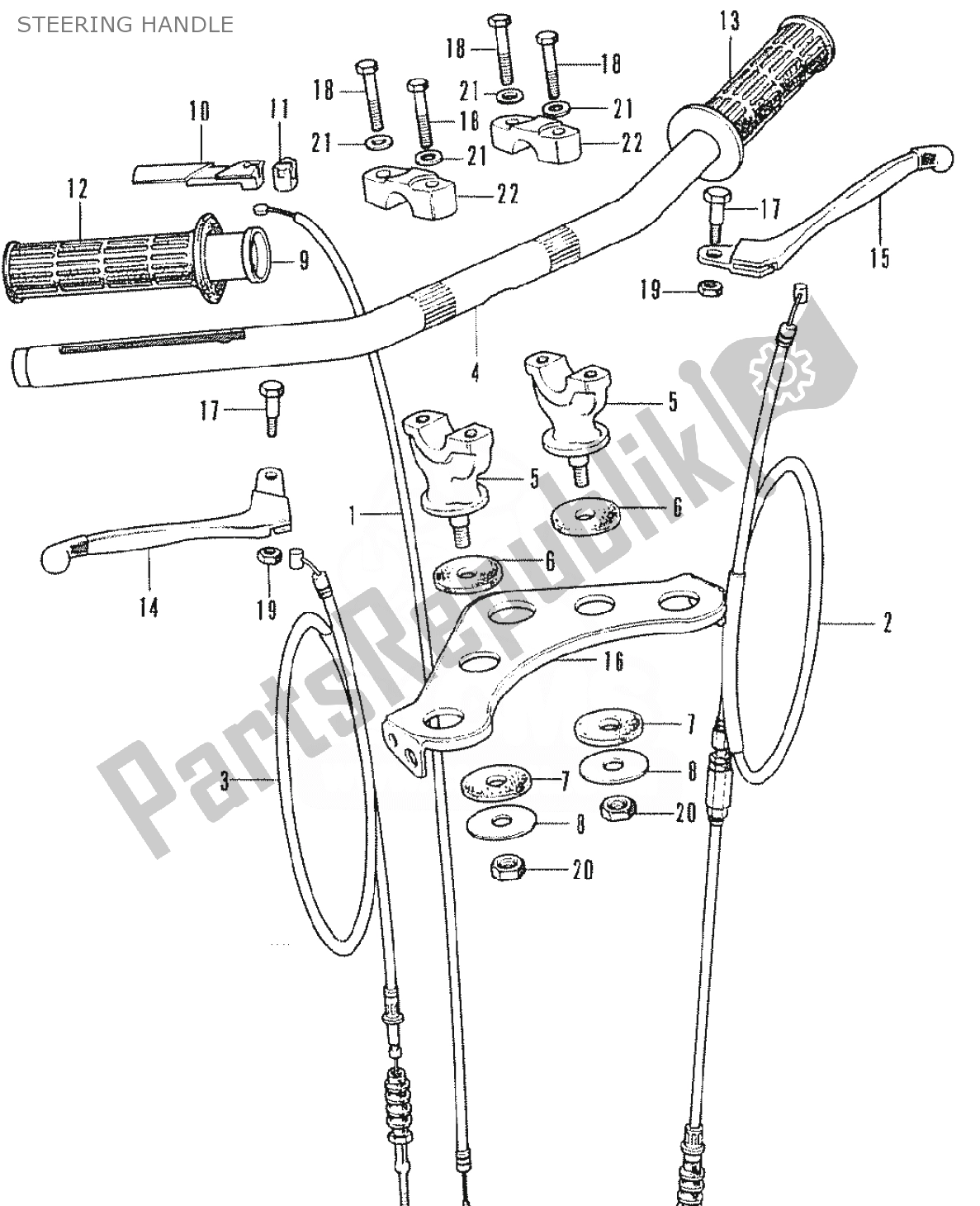 Alle onderdelen voor de Steering Handle van de Honda SS 50 1950 - 2023