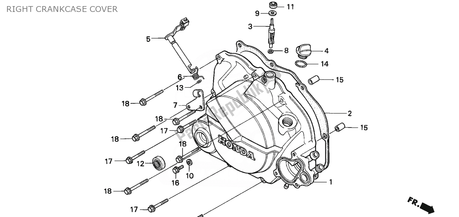 Todas as partes de Tampa Direita Do Cárter do Honda NSR 75 1992