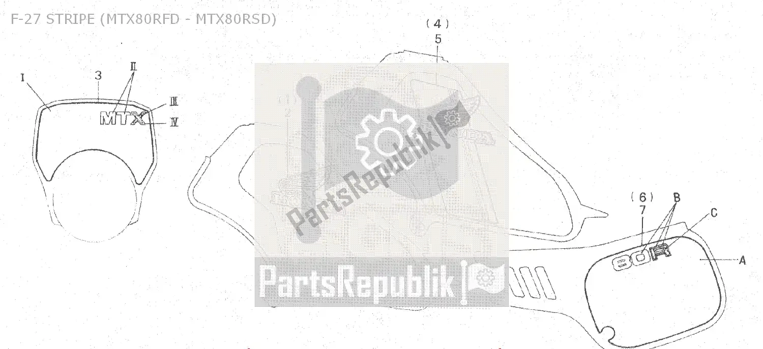 All parts for the F-27 Stripe (mtx80rfd - Mtx80rsd) of the Honda MTX 80 1983