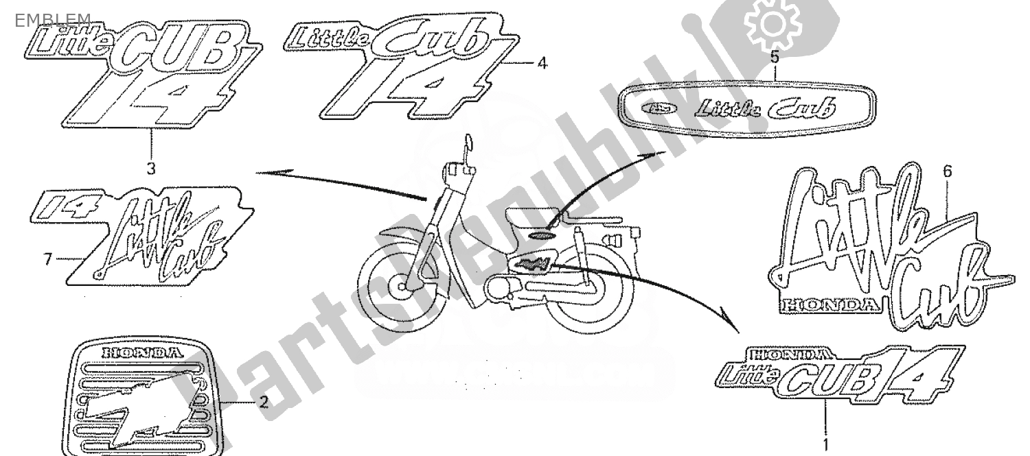 All parts for the Emblem of the Honda C 50 CUB 1999