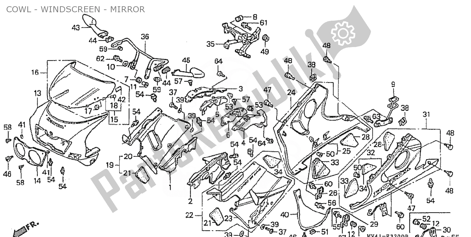 Wszystkie części do Cowl - Windscreen - Mirror Honda CBR 400 RR 1990