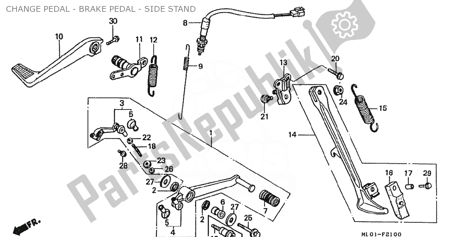 Todas las partes para Change Pedal - Brake Pedal - Side Stand de Honda VFR 400 1988