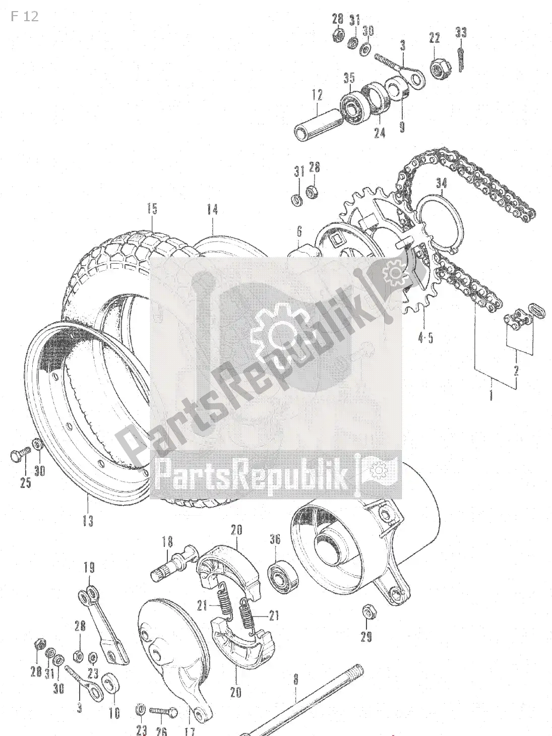 All parts for the F 12 of the Honda CF 50 Chaly 1950 - 2023