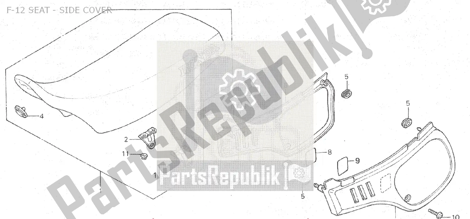 Alle onderdelen voor de F-12 Seat - Side Cover van de Honda MTX 80 1983