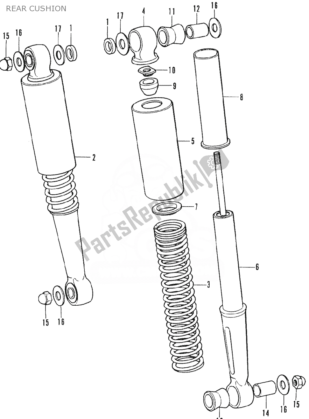 Todas as partes de Almofada Traseira do Honda SS 50 1950 - 2023