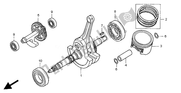 All parts for the Crank Shaft & Piston of the Honda TRX 680 FA Fourtrax Rincon 2010