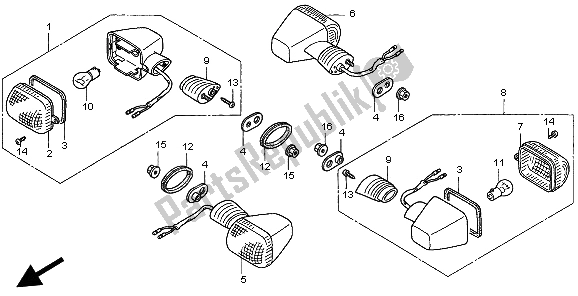 All parts for the Winker of the Honda CBR 900 RR 1998