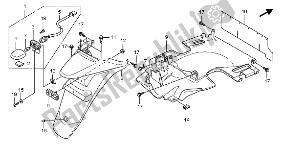 Tutte le parti per il Parafango Posteriore del Honda SH 300A 2009