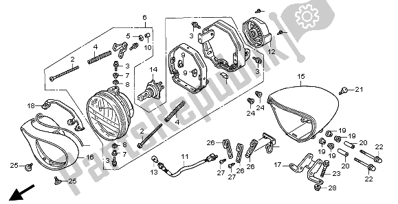 Tutte le parti per il Faro (eu) del Honda VTX 1800C 2002