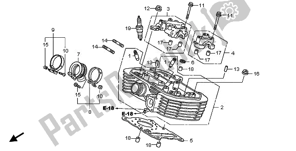 All parts for the Rear Cylinder Head of the Honda XL 125V 2010