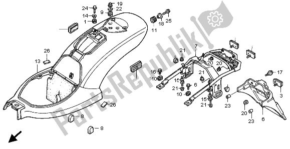 Toutes les pièces pour le Garde-boue Arrière du Honda VT 600C 1999