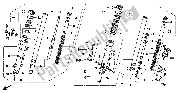 Todas las partes para Tenedor Frontal de Honda GL 1800A 2005