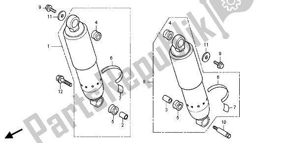 All parts for the Rear Cushion of the Honda VT 750 CS 2012