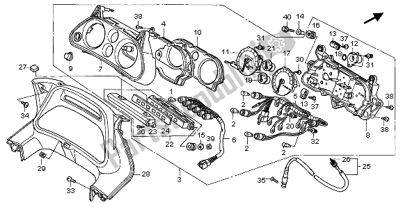 All parts for the Meter (kmh) of the Honda CBR 1000F 1998