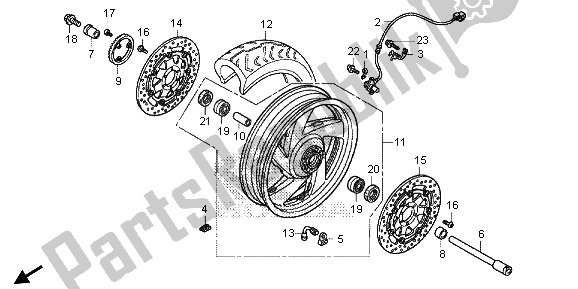 All parts for the Front Wheel of the Honda GL 1800B 2013