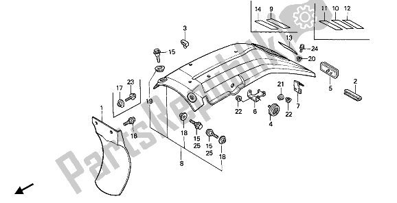Tutte le parti per il Parafango Posteriore del Honda XR 600R 1987