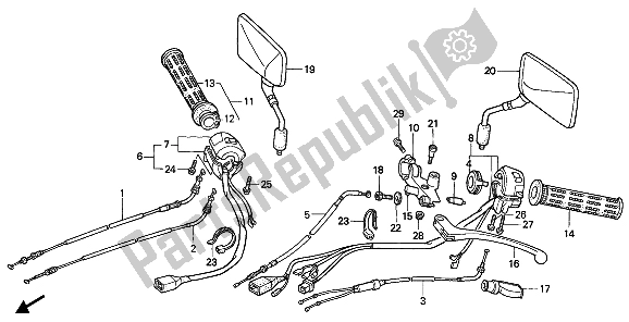 All parts for the Switch & Cable of the Honda NTV 650 1988