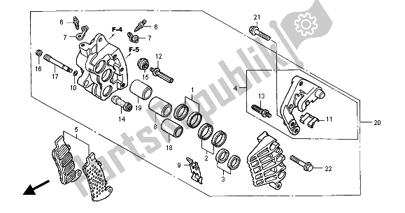 Tutte le parti per il R. Pinza Freno Anteriore del Honda VFR 800 FI 2000