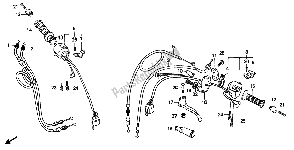 All parts for the Handle Lever & Switch & Cable of the Honda CBR 600F 1990