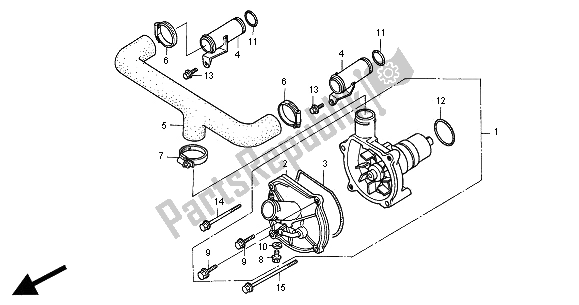 All parts for the Water Pump of the Honda GL 1500 SE 2000